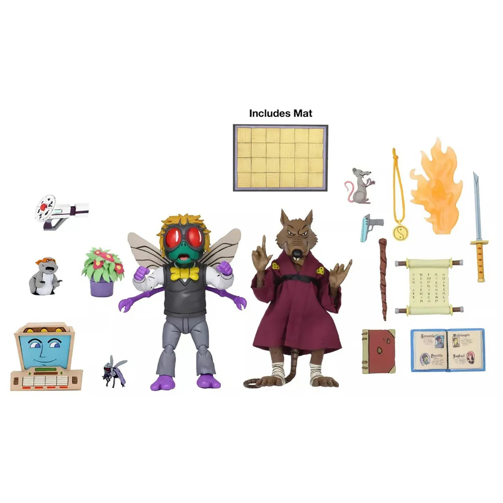 NECA Teenage Mutant Ninja Turtles Cartoon Splinter and Baxter 2 Pack Ultimate 7 Inch Scale Action Figure Image 1
