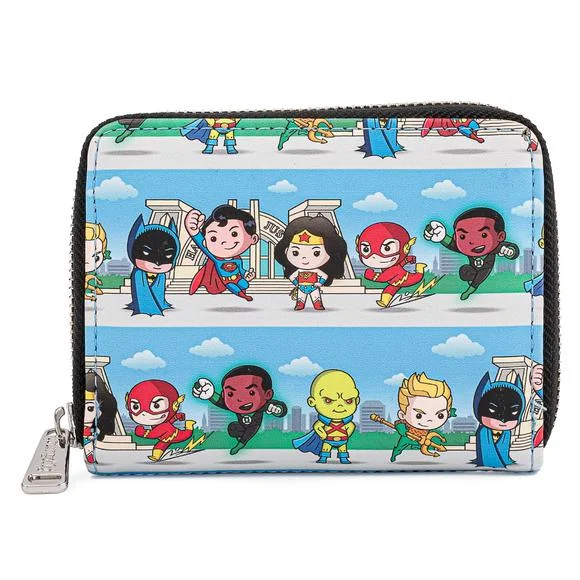 Loungefly DC Superheroes Chibi Lineup Wallet Image 1