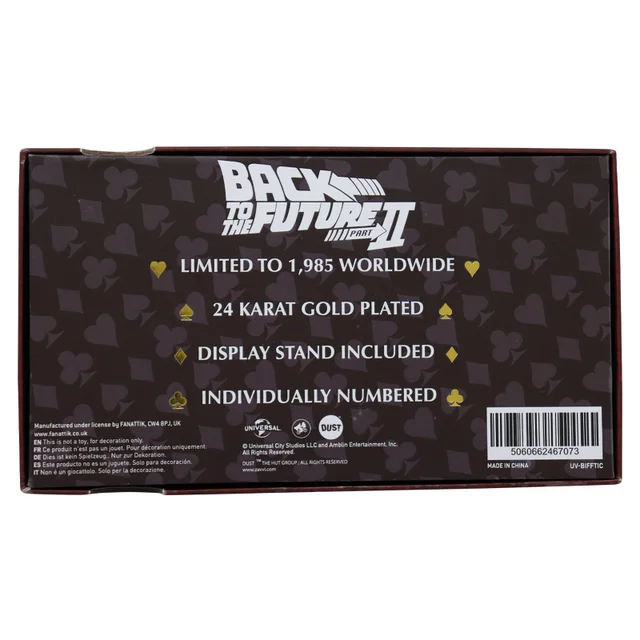 Réplique du billet d'entrée au musée de Biff Tannen de Retour vers le futur plaqué or 24k - Exclusivité Zavvi par DUST !