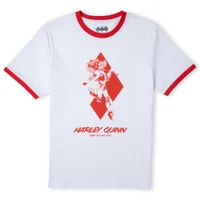 Batman Villains Harley Quinn T-Shirt Ringer Unisexe - Blanc / Rouge