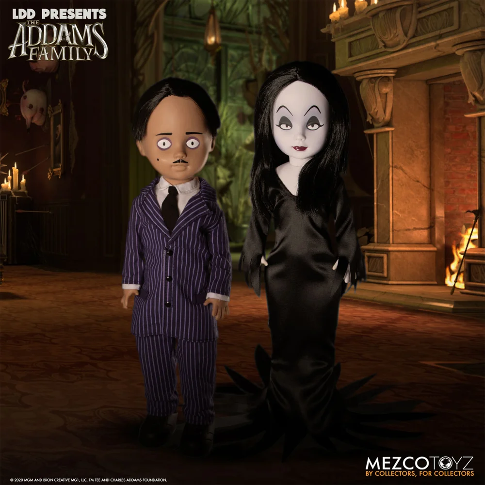 Mezco LDD Présente La Famille Addams Poupées Gomez et Morticia Pack de 2 Image 1