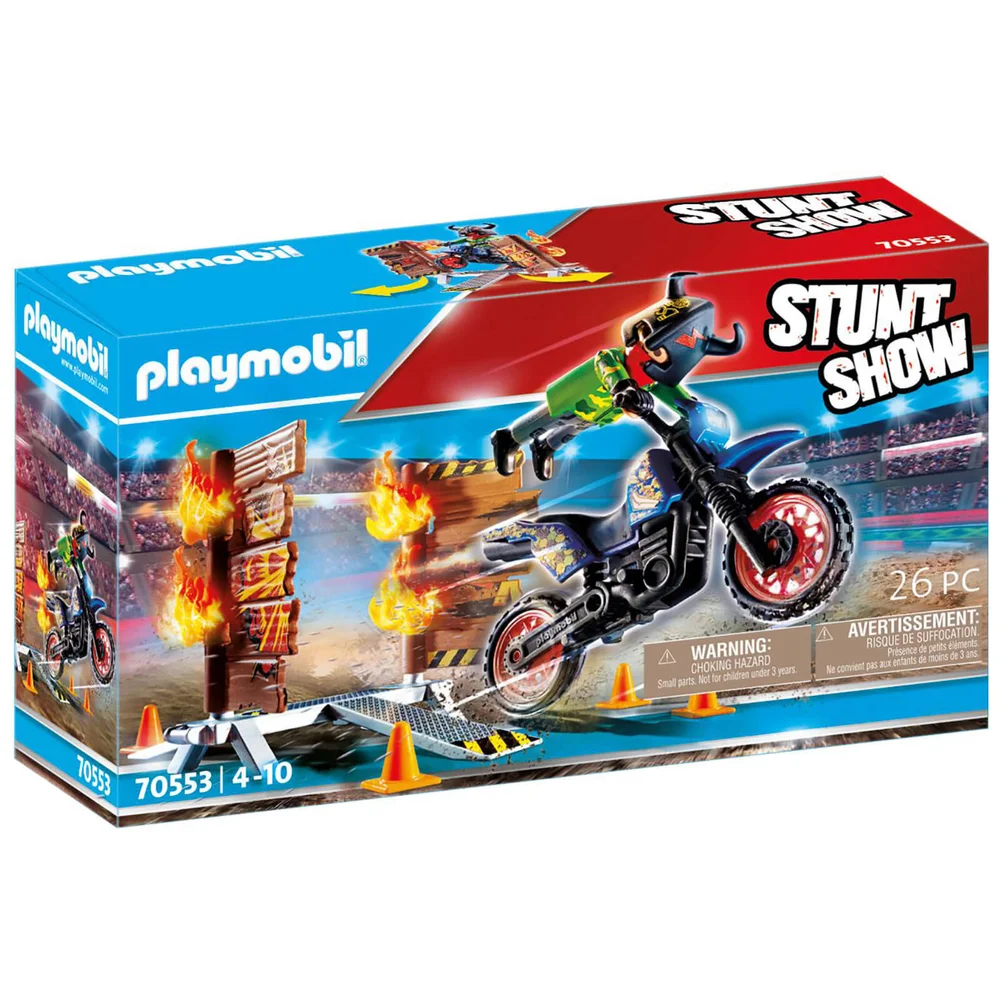 Playmobil Stuntshow Pilote de moto et mur de feu (70553) Image 1
