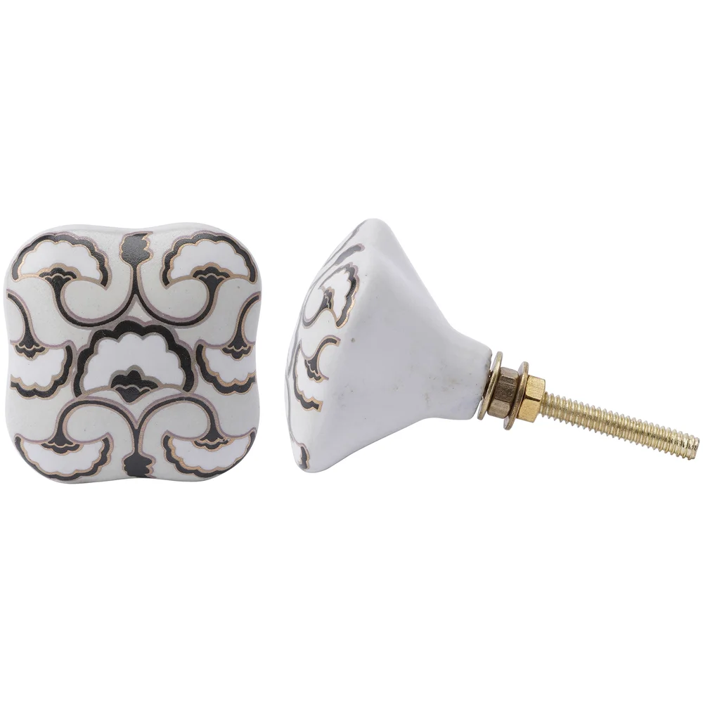 Black and Gold Swirl Ceramic Drawer Pull Image 1