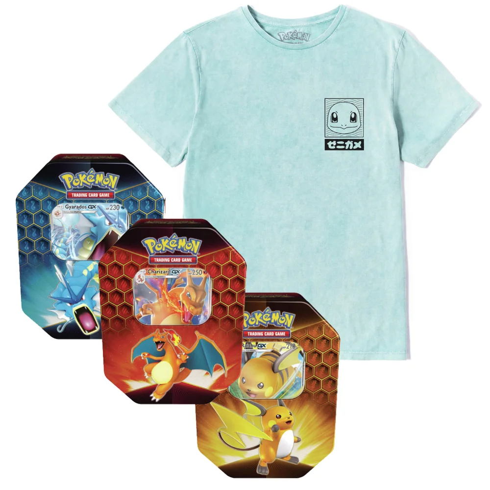 Lot Pokémon Magicarpe : T-Shirt & Cartes Pokémon TCG : Hidden Fates Tin - Unisex - S - Mint Acid Wash Image 1