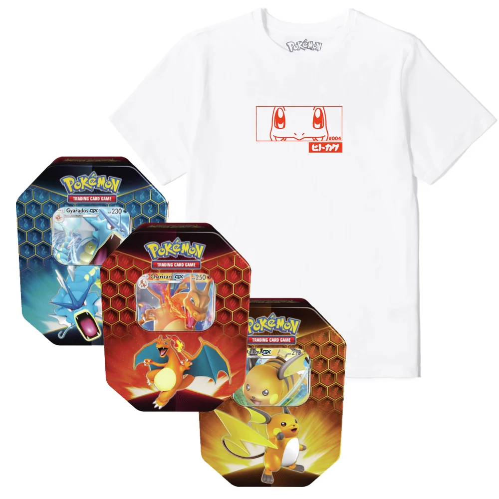Lot Pokémon Salamèche : T-Shirt & Cartes Pokémon TCG : Hidden Fates Tin - Homme - S Image 1