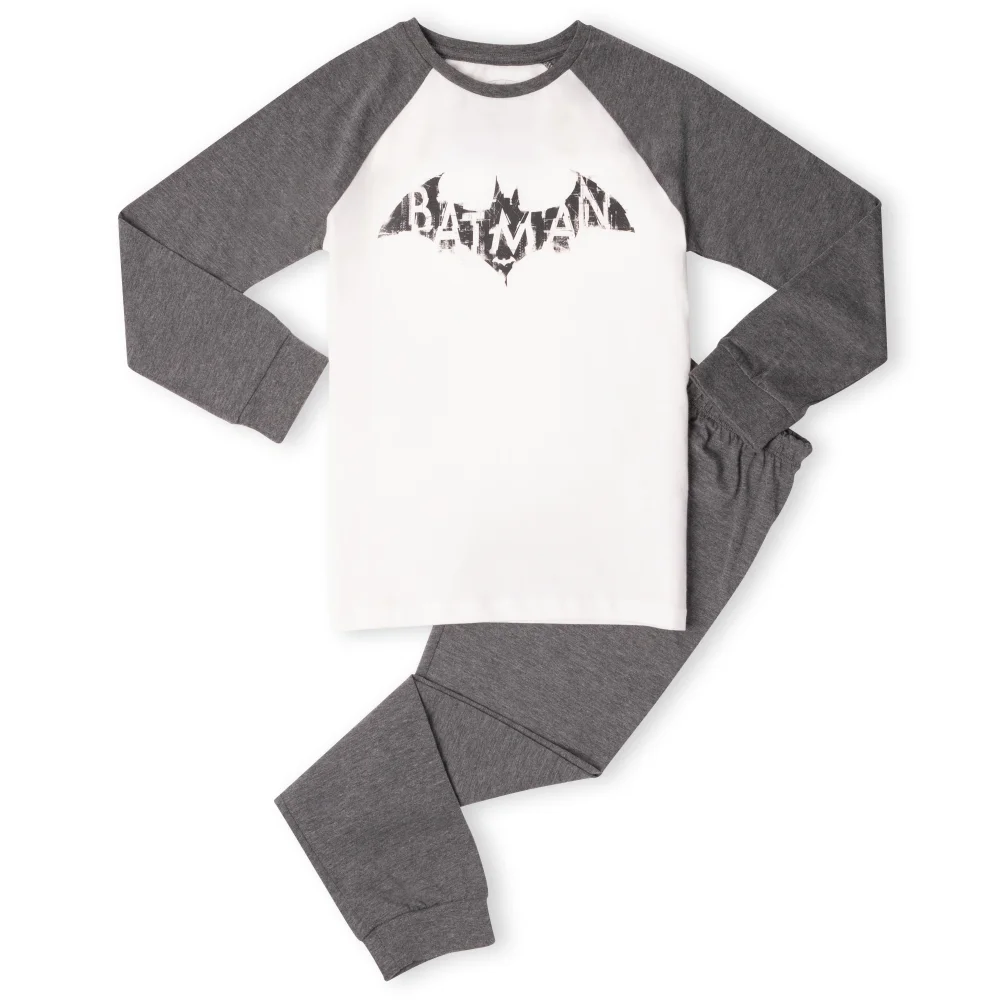 DC Batman Distressed Emblem Kids' Pyjamas - White/Grey - 3-4 ans Image 1