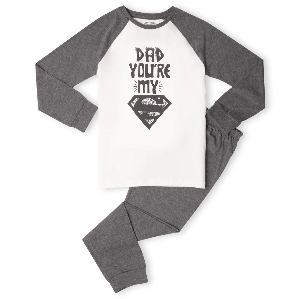 DC Dad You're My Superman Kids' Pyjamas - White/Grey - 3-4 ans Image 1