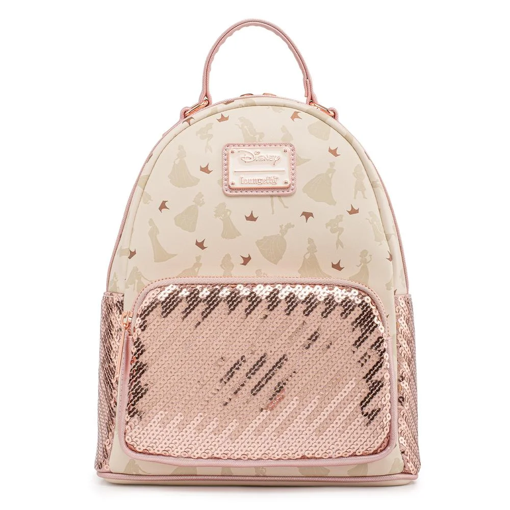Loungefly Disney Ultimate Princess AOP Sequin Mini Backpack Image 1