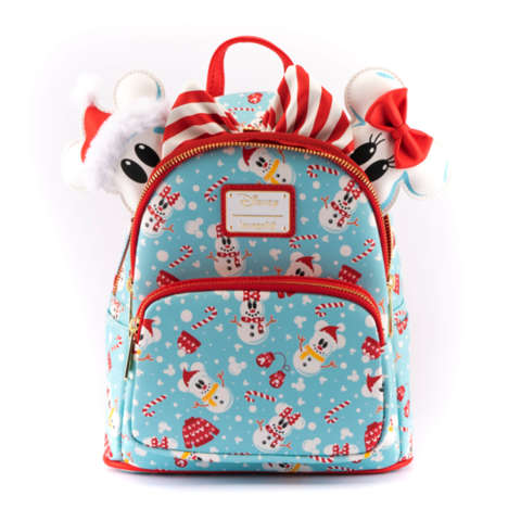 Loungefly Disney Minnie Mickey Snowman Aop Mini Backpack Headband Set Image 1