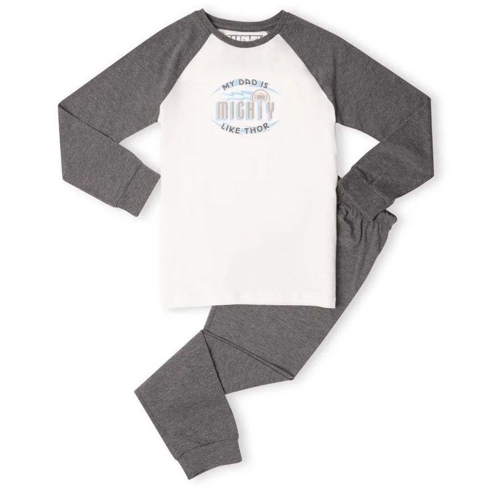 Marvel My Dad Is Mighty Like Thor Kids' Pyjamas - White/Grey - 3-4 ans Image 1