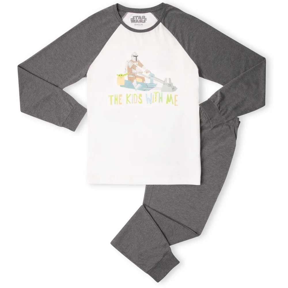 Star Wars The Mandalorian The Kids' With Me Men's Pyjama Set - White/Grey - XS Image 1