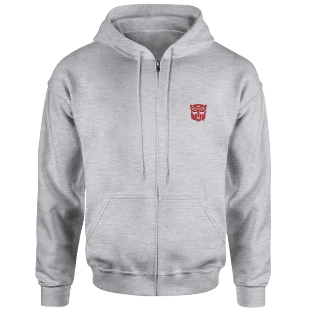 Transformers Autobot Embroidered Unisex Zipped Hoodie - Grey