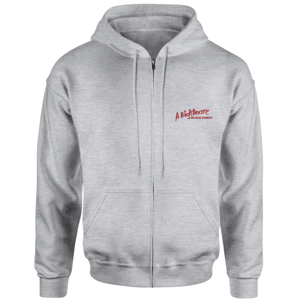 A Nightmare On Elm Street Embroidered Unisex Zipped Hoodie - Grey - XS Image 1