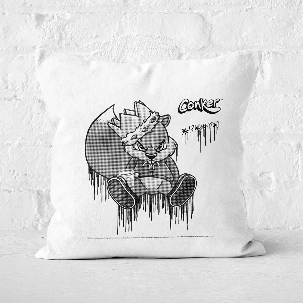 Conker Graffiti Square Cushion - 40x40cm - Soft Touch Image 1