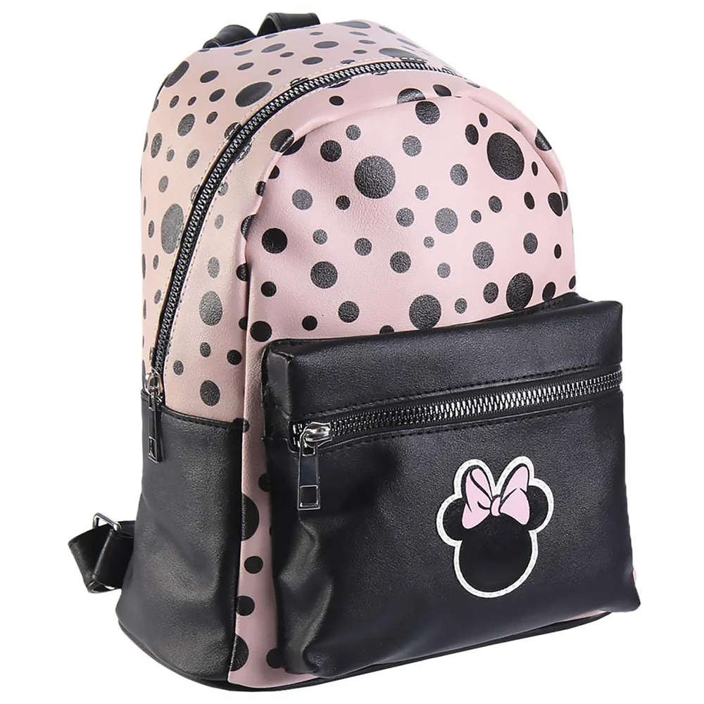 Disney Minnie Mouse Black And Pink Faux-Leather Backpack Image 1