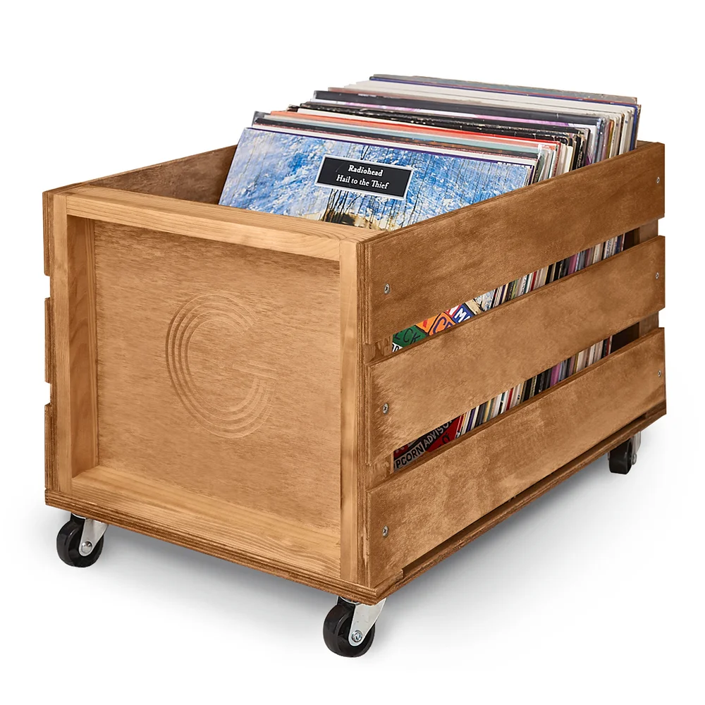 Legend Vinyl LP Wooden Storage Crate with Wheels Image 1