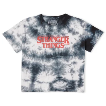 Stranger Things Logo Women's Cropped T-Shirt - Black Tie Dye