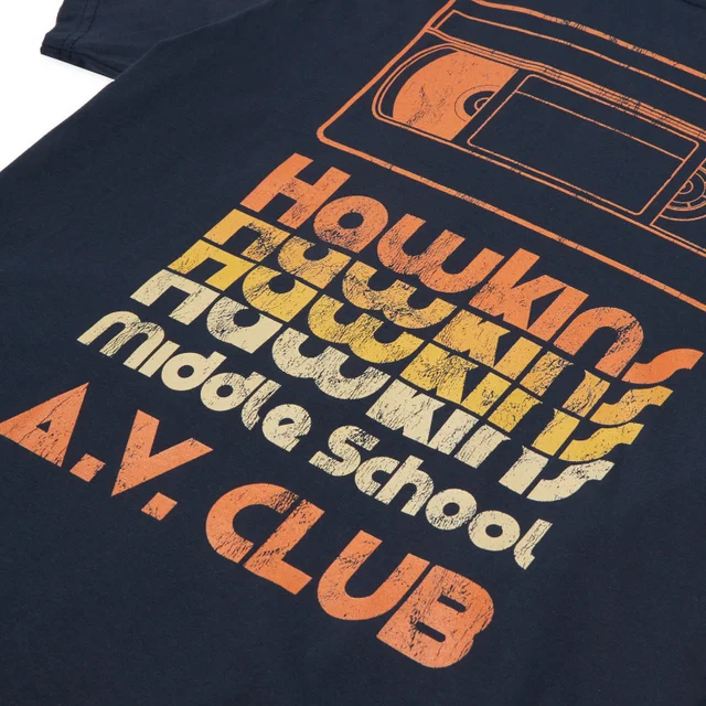 T-shirt pour homme Stranger Things Hawkins AV Club - Bleu Marine