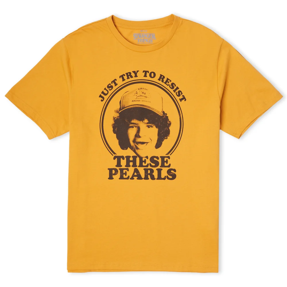 Stranger Things Dustin's Pearls Men's T-Shirt - Mustard - XL Image 1