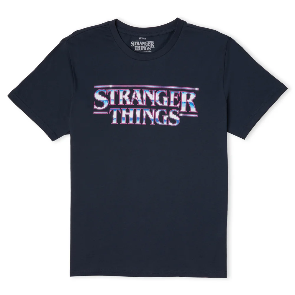 T-shirt pour homme Stranger Things Chrome Logo - Marine - S Image 1