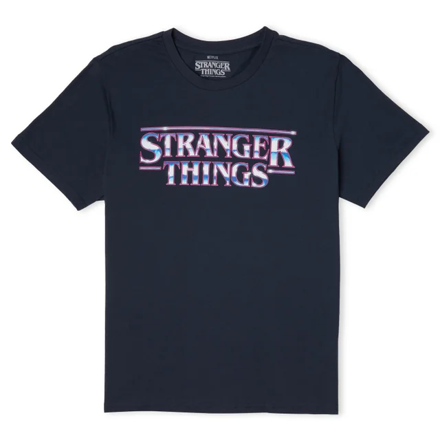 T-shirt pour homme Stranger Things Chrome Logo - Marine