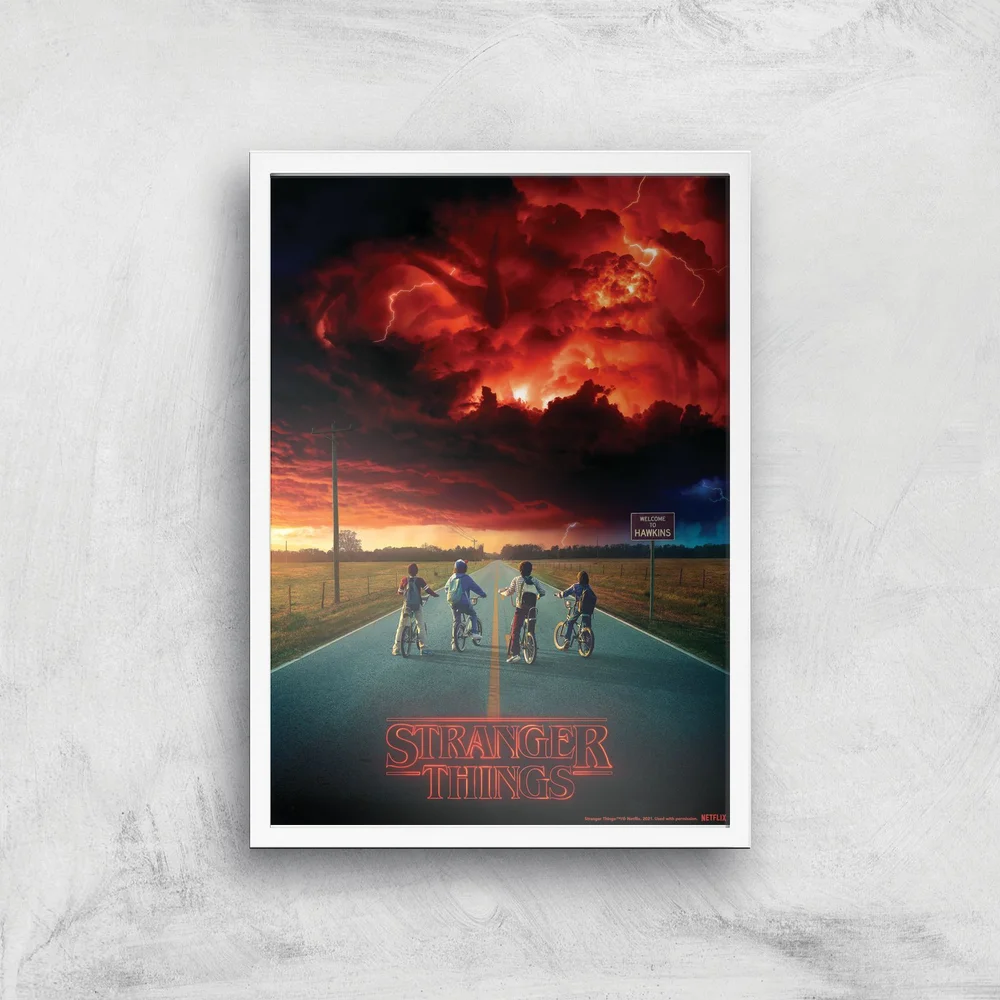 Stranger Things Welcome To Hawkins Giclee Art Print - A3 - White Frame Image 1