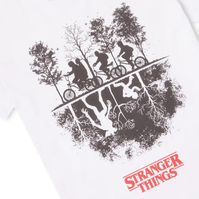 T-shirt Stranger Things Upside Down Femme - Blanc