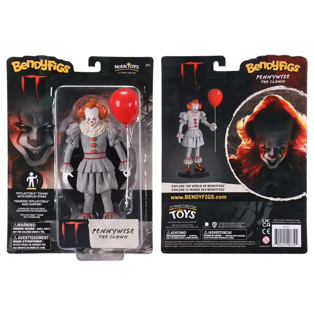 Noble Collection IT Pennywise the Clown BendyFig 7.5 Inch Action Figure Image 1