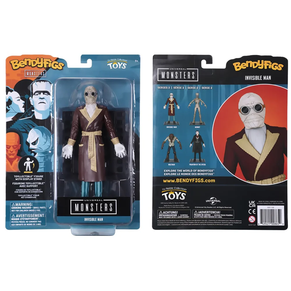 Noble Collection Universal Monsters The Invisible Man BendyFig 7.5 Inch Action Figure Image 1