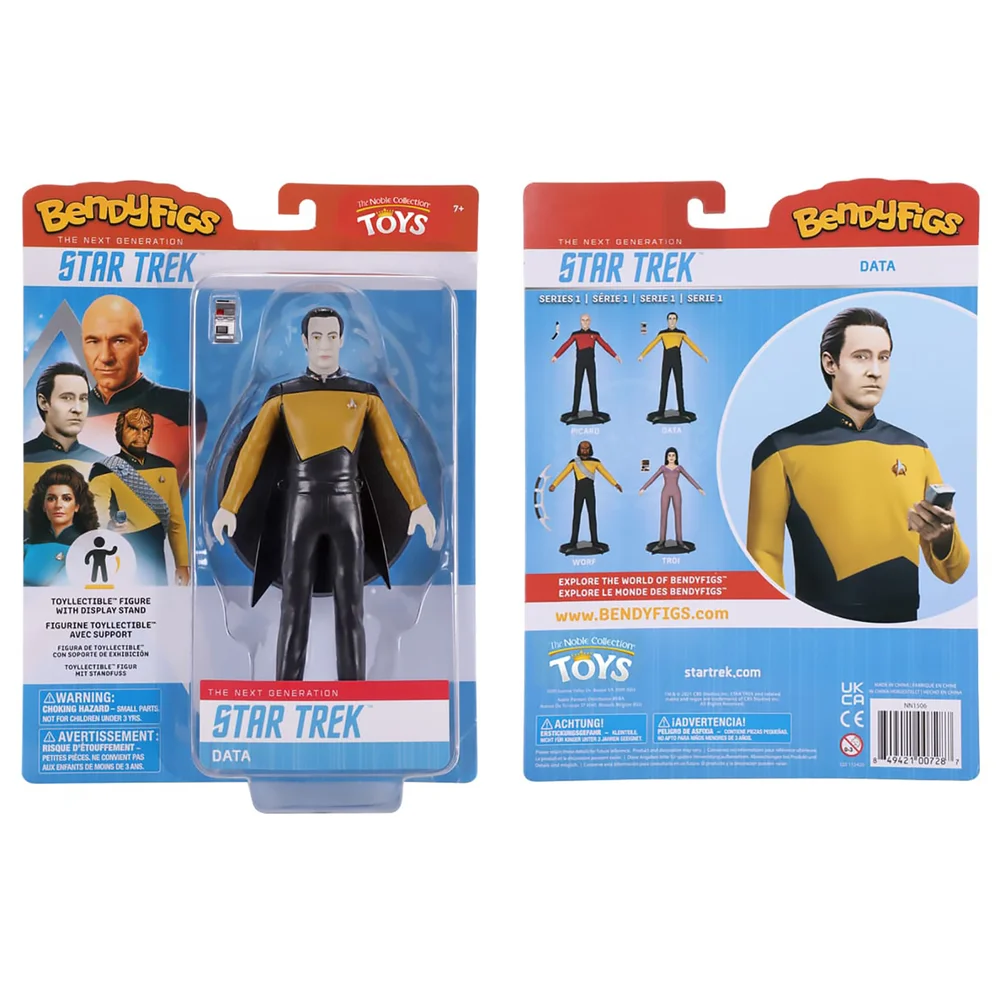 Noble Collection Star Trek Lieutenant Commander Data BendyFig 7.5 Inch Action Figure Image 1