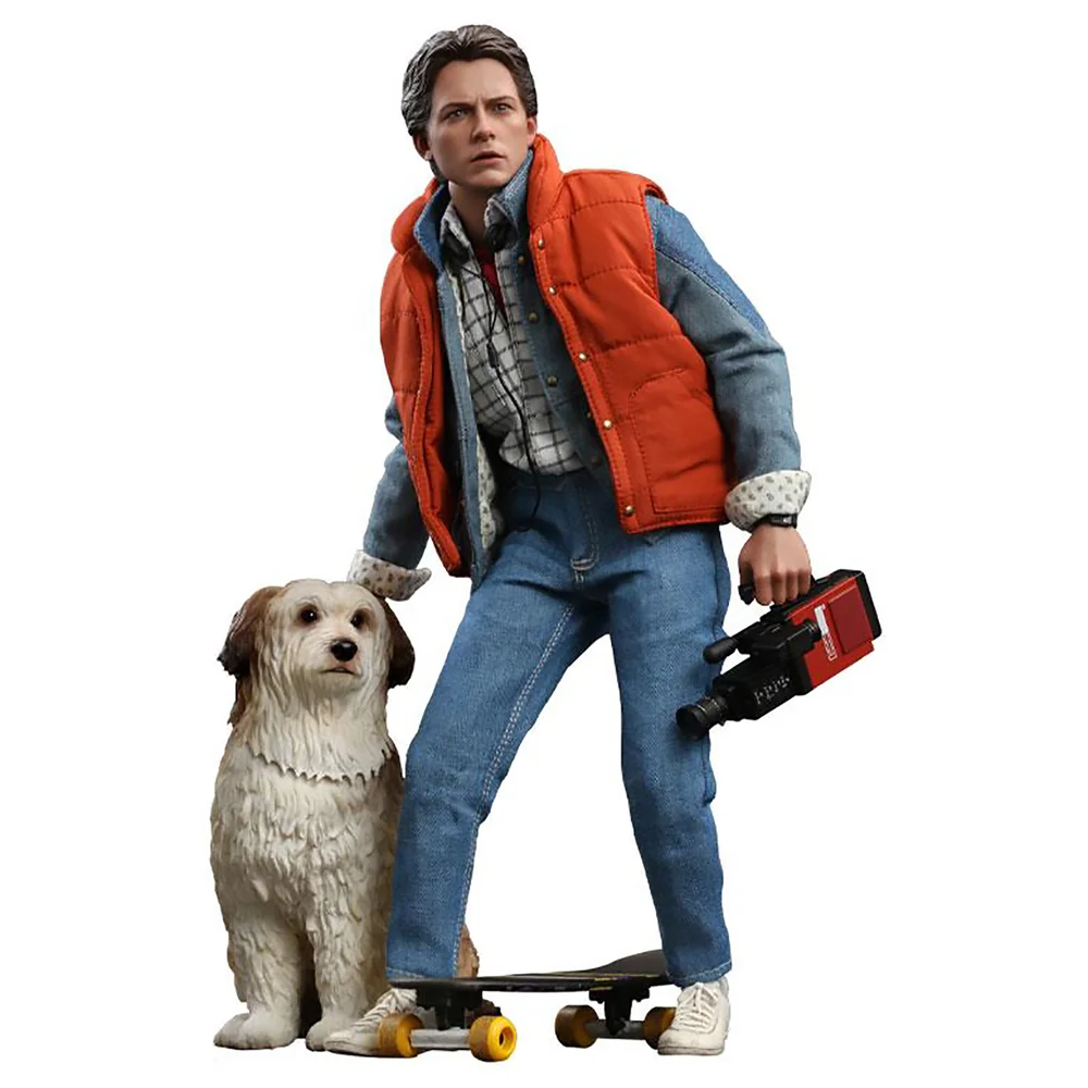 Figurine d'Action Hot Toys Retour vers le Futur Marty McFly & Einstein 28cm Image 1