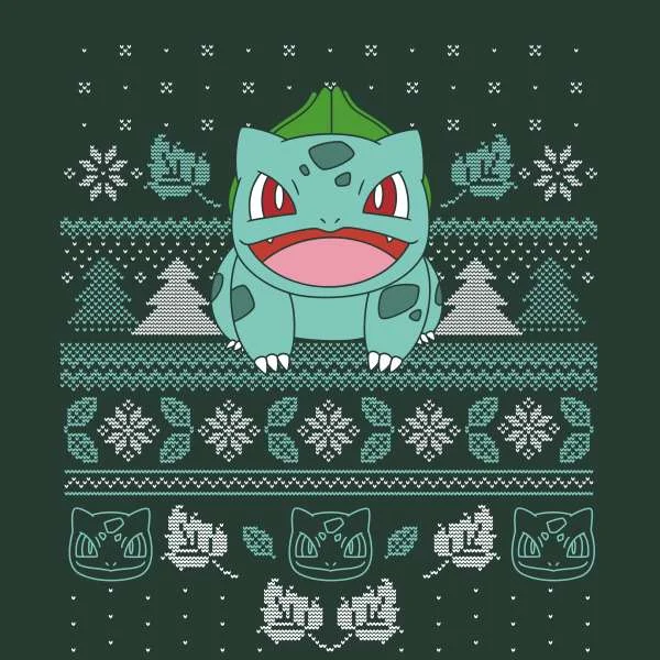 Pokémon Deck The Halls Unisex Pull de Noël - Vert