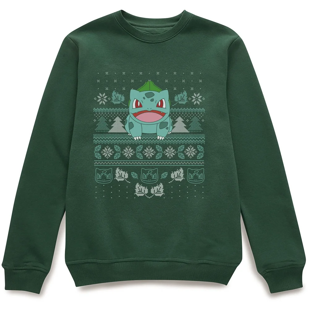 Pokémon Deck The Halls Unisex Pull de Noël - Vert - S Image 1