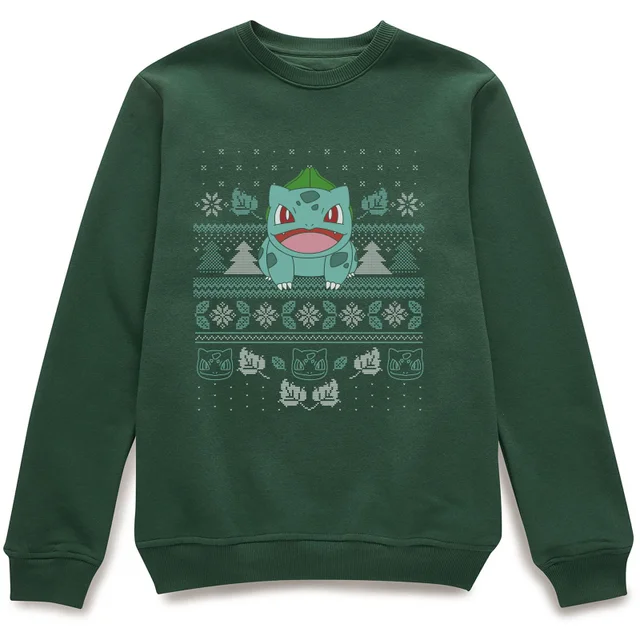 Pokémon Deck The Halls Unisex Pull de Noël - Vert