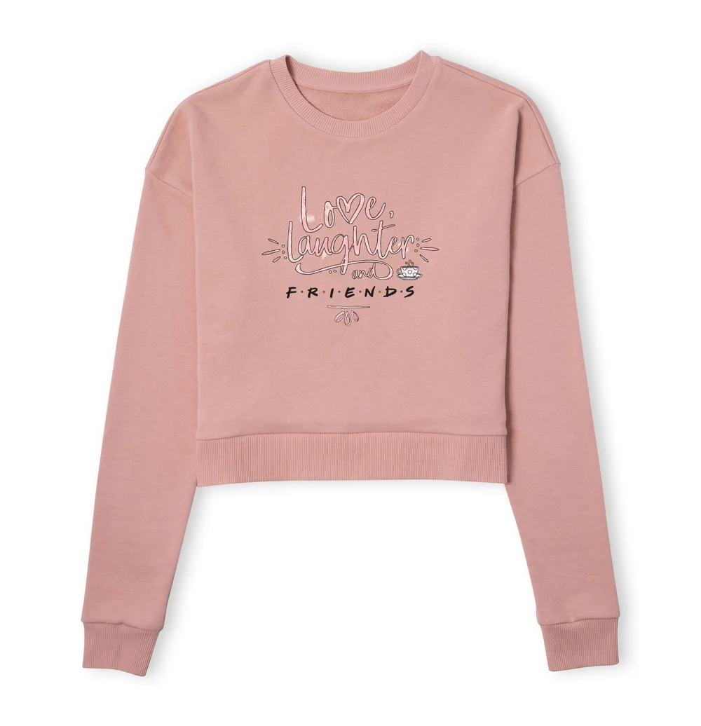 Friends Love Laughter Women's Cropped Sweatshirt - Dusty Pink - XS Image 1