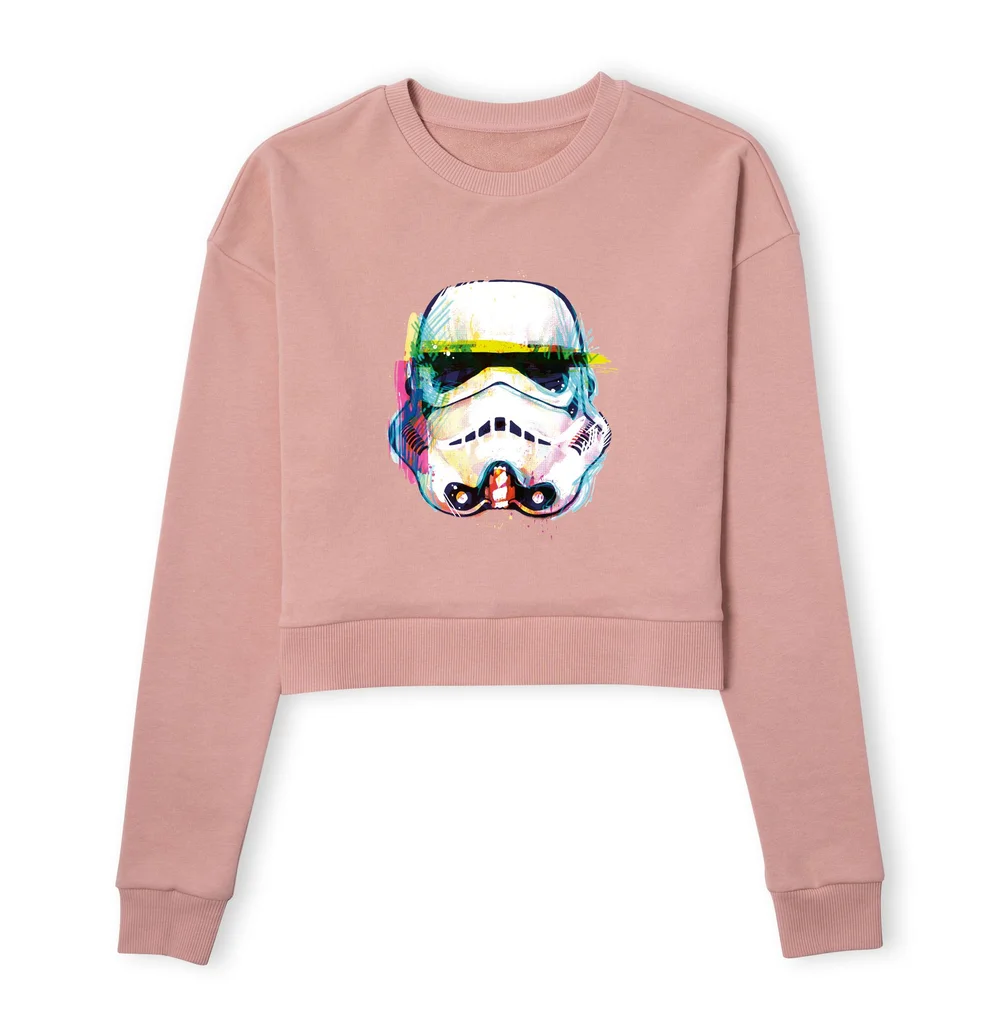 Star Wars Stormtrooper Paintbrush Women's Cropped Sweatshirt - Dusty Pink - XS Image 1