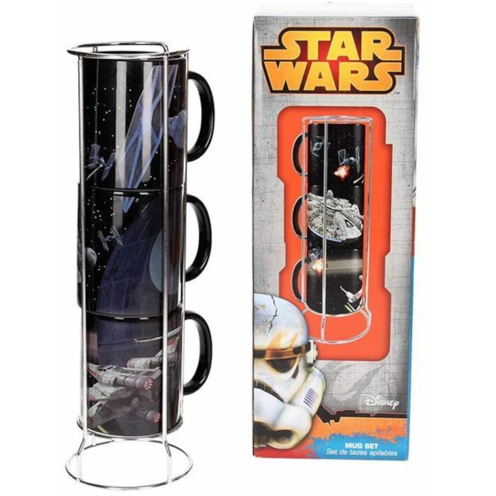 Star Wars Home Stackable 3pc Ceramic Mugs Battle Star Falcon Set Image 1
