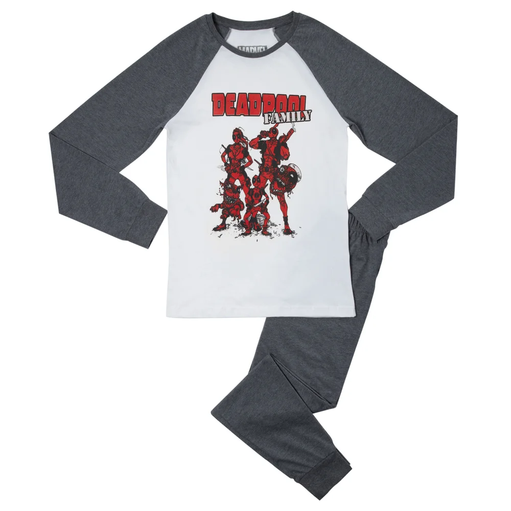 Marvel Deadpool Family Men's Pyjama Set - Grey White - S Image 1