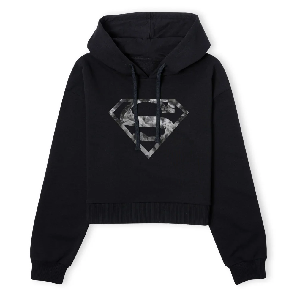 DC Originals Marble Superman Logo Women's Cropped Hoodie - Black - XS - Noir Image 1