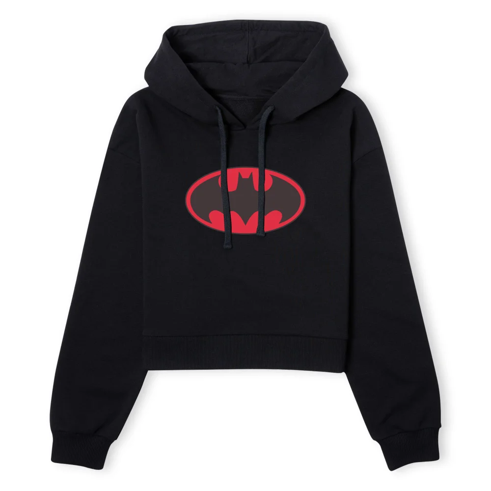 Batman Red Logo Women's Cropped Hoodie - Black - XS - Noir Image 1