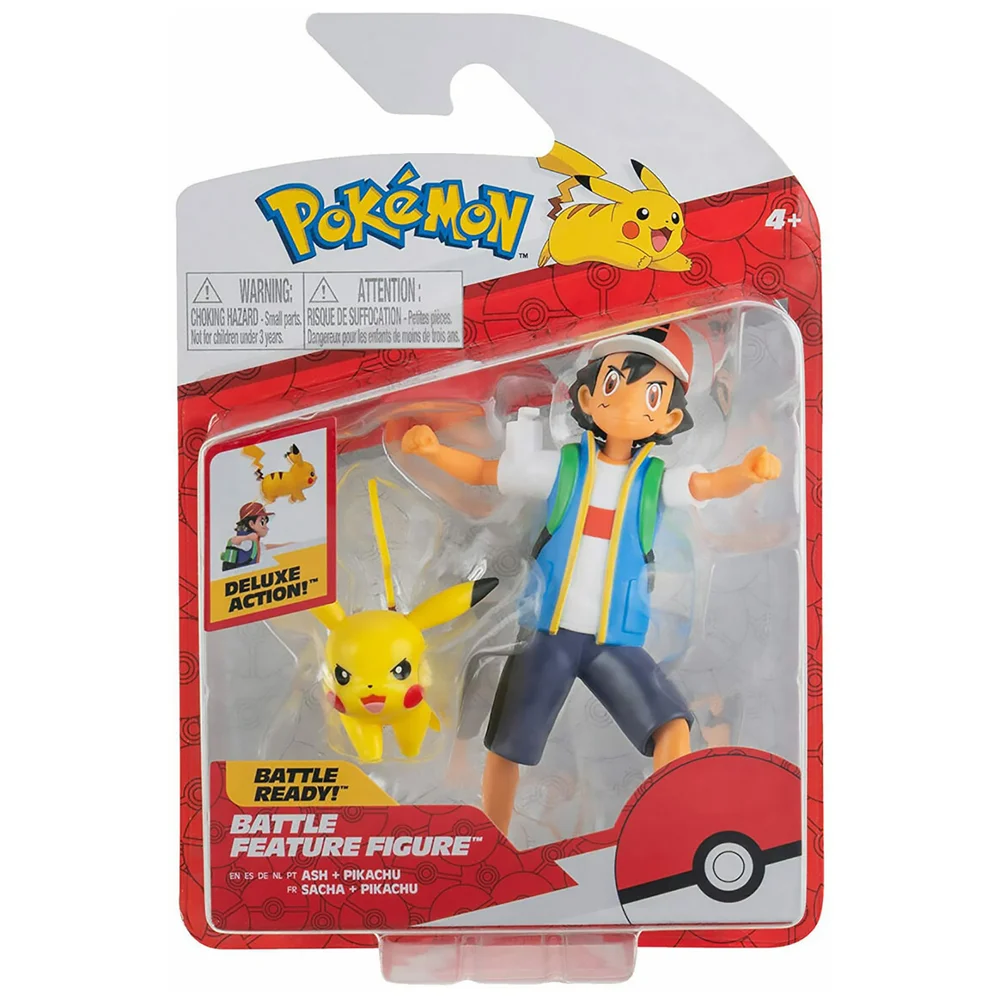 Figurine à collectionner Pokémon Pikachu et Ash Ketchum Prêts au combat Image 1