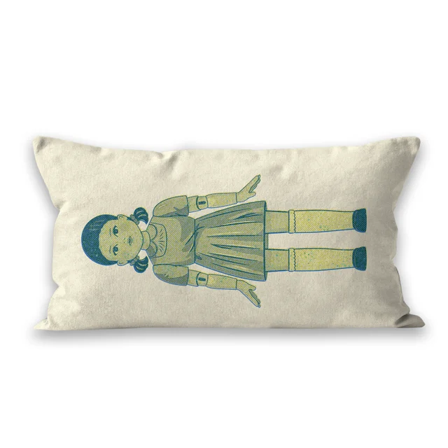 Squid Game Doll Glitch Rectangular Cushion
