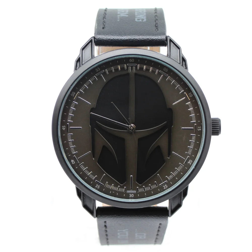 Star Wars The Mandalorian Quotes Black Simulated Leather Watch Image 1