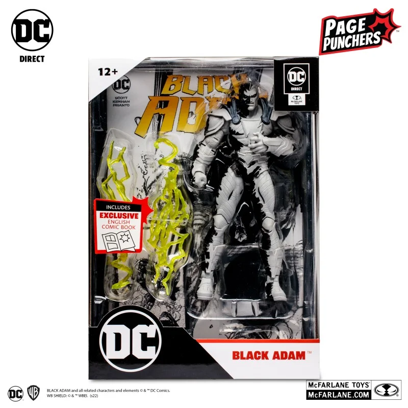 McFarlane Gold Label DC Multiverse 7" Action Figure with Comic - Black Adam (Line Art Variant) Image 1