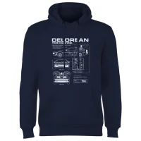 Back to the future Delorean Schematic Hoodie - Navy - undefined undefined