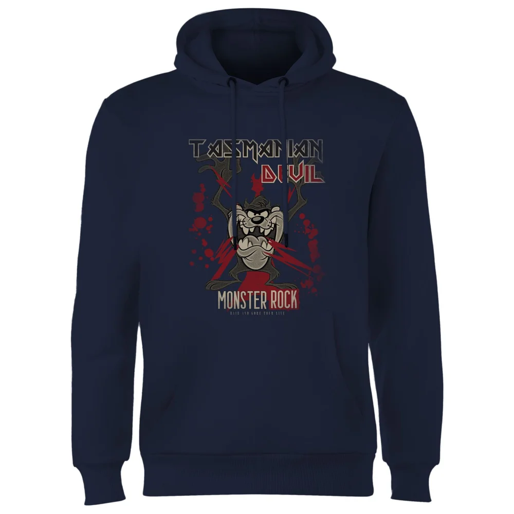 Looney Tunes Tasmanian Devil Monster Rock Hoodie - Navy - S Image 1