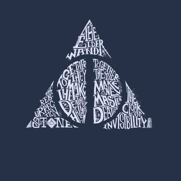 Harry Potter Deathly Hallows Text Hoodie - Navy