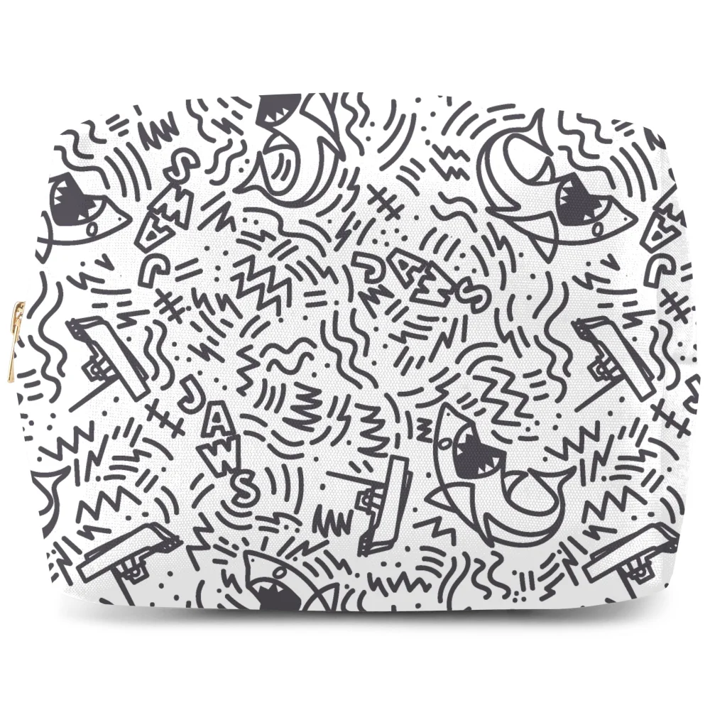 Jaws Doodle Pattern Makeup Bag Image 1