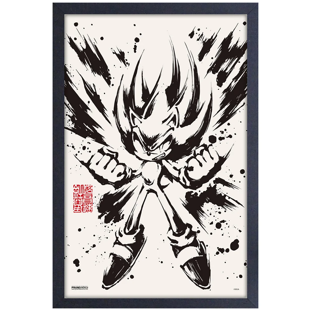 Sonic the Hedgehog Inked Super Sonic Framed Art Print Image 1