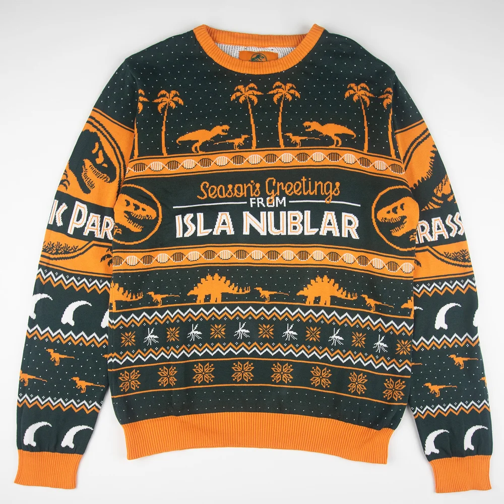 Jurassic Park Seasons Greetings from Isla Nublar Knitted Christmas Jumper - M Image 1
